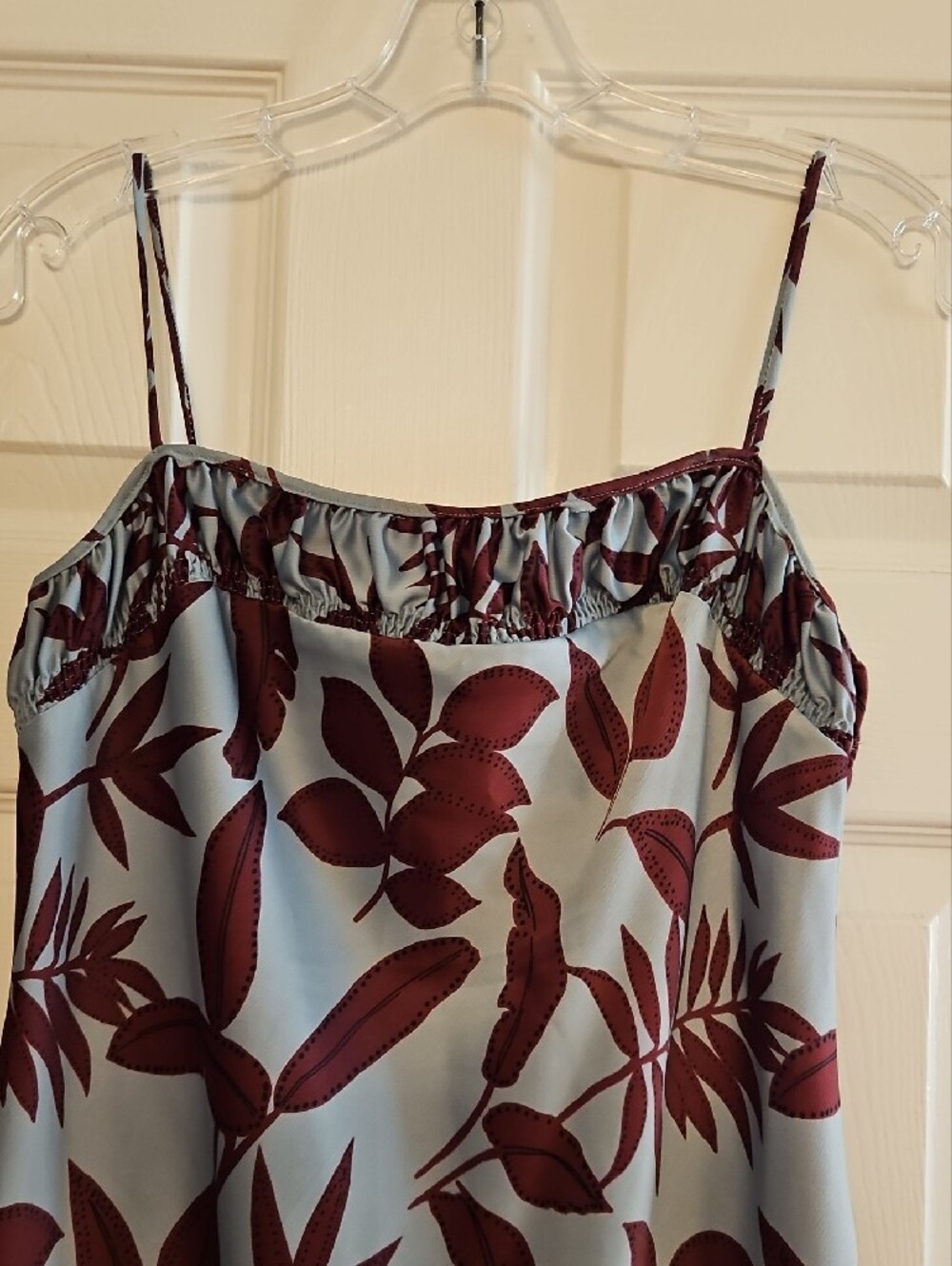 Anthropologie Dusty Blue Dress with Rust Floral Motif - Picture 2 of 5